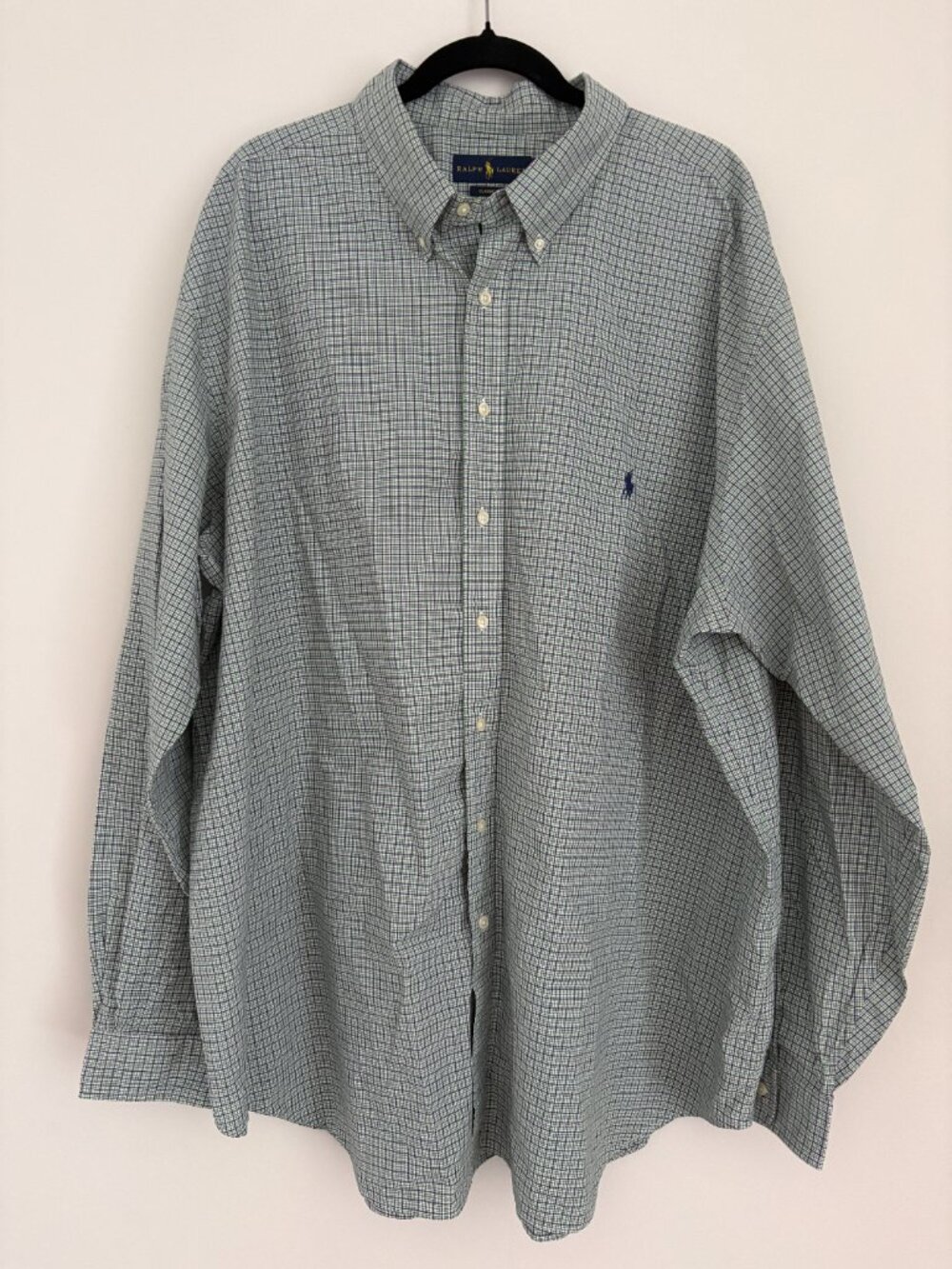 Polo Ralph Lauren Green Blue Plaid Button Down Shirt Classic Fit Preppy 3XLT